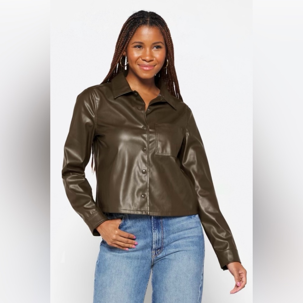 Sanctuary Faux Leather Pocket Shirt